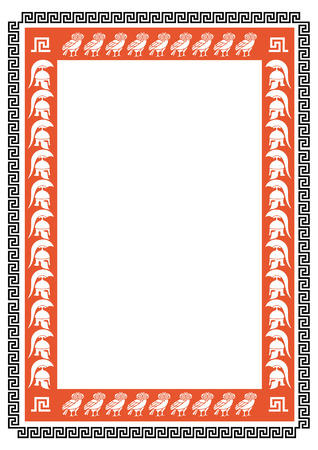 Frame with ancient Greek warriors and owlsのイラスト素材