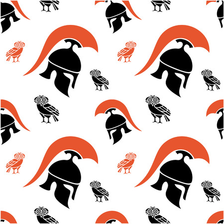 Seamless pattern with ancient Greek warriorsのイラスト素材