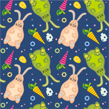 Seamless pattern with easter basket and eggsのイラスト素材