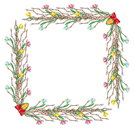 Garland with Easter eggs and willow branchesのイラスト素材