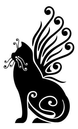 black cat with wingsのイラスト素材
