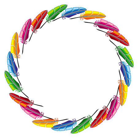 Round frame with feathersのイラスト素材