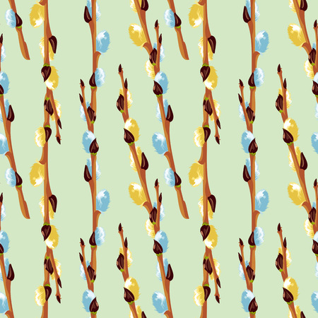 Seamless pattern with blooming willowのイラスト素材