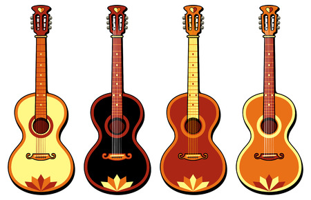 Four guitars isolated on a white backgroundのイラスト素材
