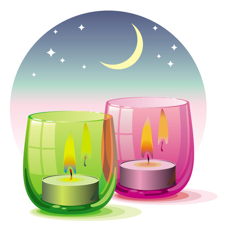 Candle lights in the glass holdersのイラスト素材