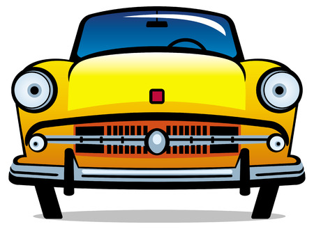 Vintage yellow carのイラスト素材