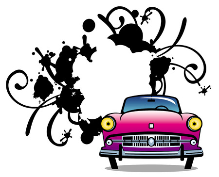 Abstract background with retro carのイラスト素材