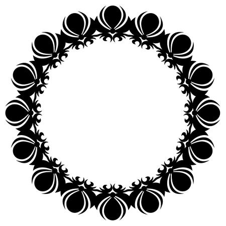 Round silhouette floral frameのイラスト素材
