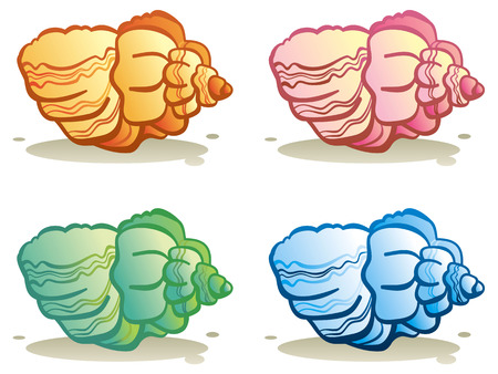Different colored shells on a white backgroundのイラスト素材