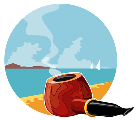 Vector image of a pipe with sea landscapeのイラスト素材