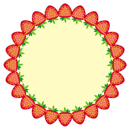 Round frame with strawberriesのイラスト素材