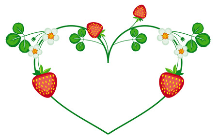 Frame with strawberry in shape of heartのイラスト素材
