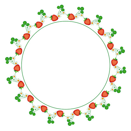 Round frame with strawberryのイラスト素材