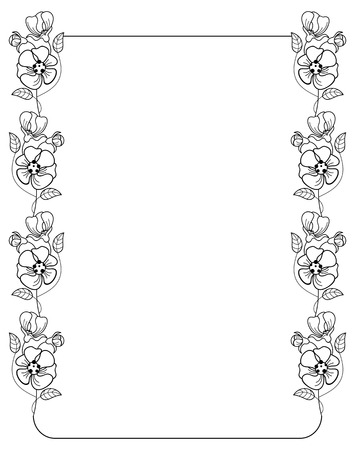 Silhouette frame with flowersのイラスト素材