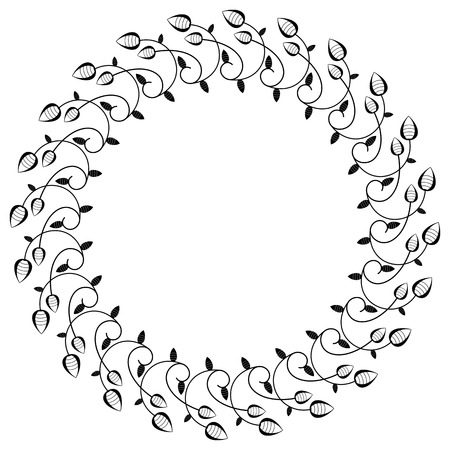 Floral round silhouette frameのイラスト素材