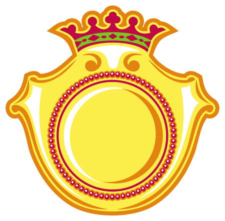 Golden medallion with red crownのイラスト素材