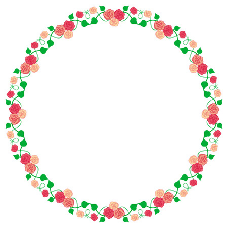 Round frame with rosesのイラスト素材