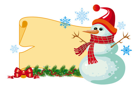 Holiday Christmas frame with snowmanのイラスト素材