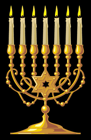 Golden menorahのイラスト素材