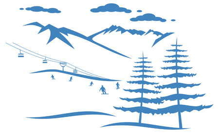 Winter landscape with mountainsのイラスト素材