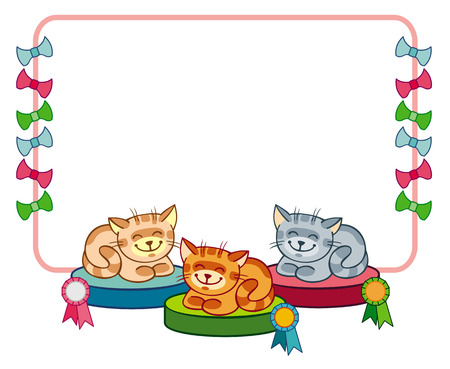 frame with three happy catsのイラスト素材
