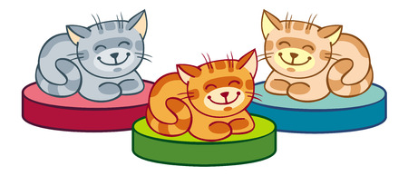 Three cartoon happy catsのイラスト素材