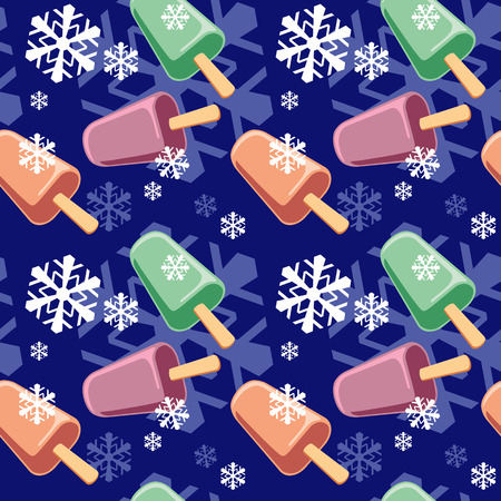 Seamless pattern with ice creams and snowflakesのイラスト素材