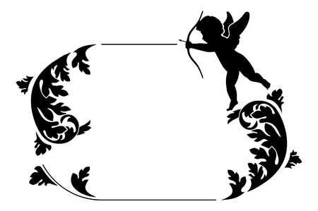 Silhouette frame with Cupidのイラスト素材
