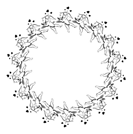Silhouette frame with Cupidのイラスト素材