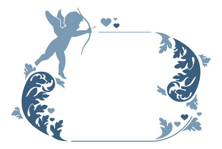 Valentine frame with Cupid silhouetteのイラスト素材