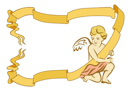 Colorful vector frame with little angelのイラスト素材