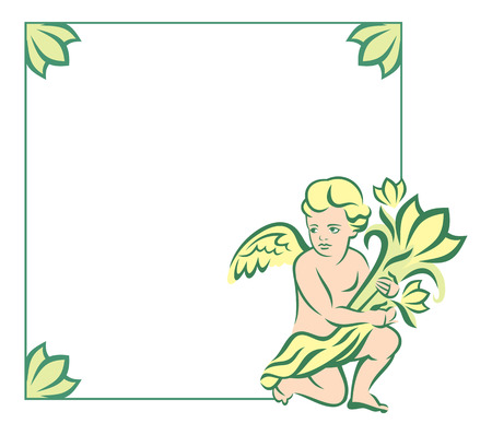 Colorful vector frame with little angelのイラスト素材
