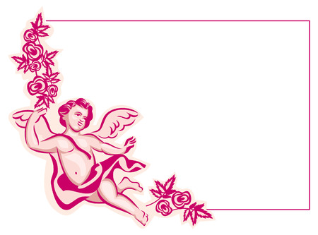 Red vector frame with Cupidのイラスト素材
