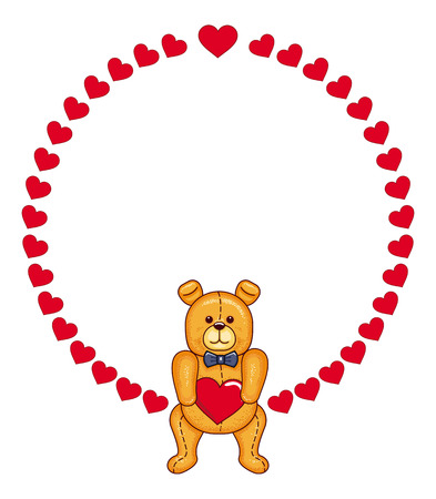 Valentine day  background with cute teddy bear and heartsのイラスト素材