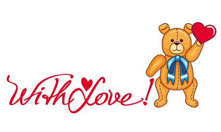 Valentine day  background with cute teddy bear and heartsのイラスト素材