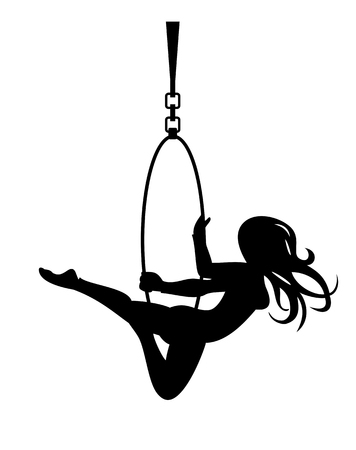 Trapeze artist silhouetteのイラスト素材