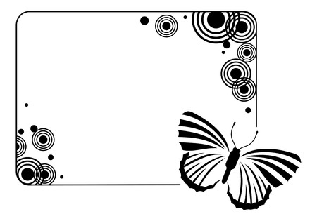 Horizontal black and white frame with butterfliesのイラスト素材