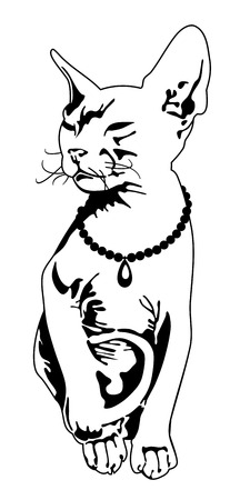 Sphynx cat outlineのイラスト素材