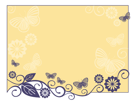Horizontal  frame with butterfliesのイラスト素材