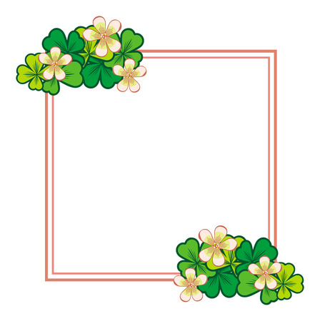 Beautiful frame with clover and flowersのイラスト素材