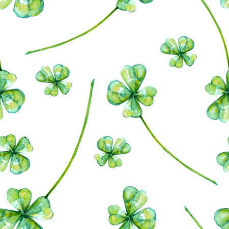 Seamless pattern with watercolor clover leavesの写真素材
