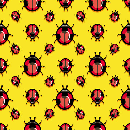 Seamless pattern with ladybird on a yellow backgroundのイラスト素材