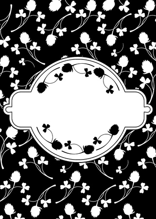 Black and white background with floral silhouetteのイラスト素材