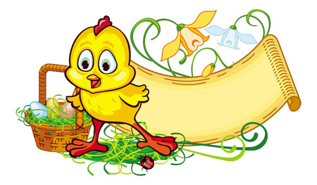 Paper swirl frame with Easter basketのイラスト素材