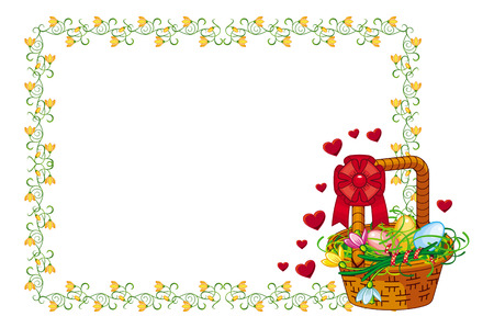 Color frame with Easter basketのイラスト素材