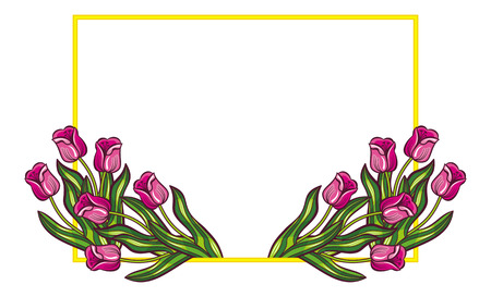 Beautiful frame with tulipsのイラスト素材