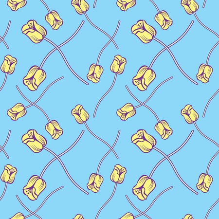 Vector seamless pattern with beautiful tulipsのイラスト素材