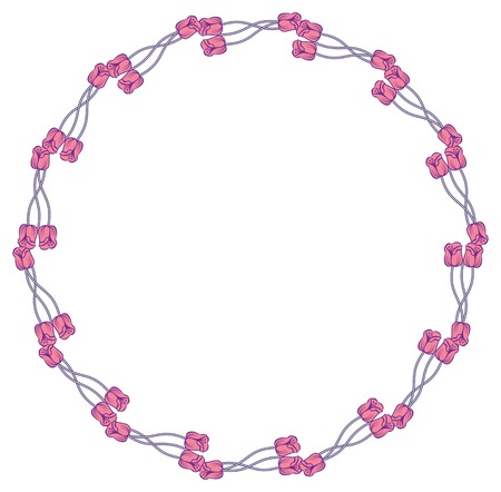 Round vector frame with decorative tulipsのイラスト素材