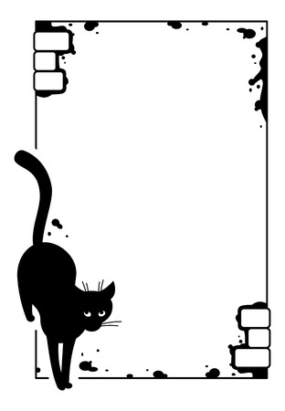 silhouette of a black stray cat.のイラスト素材