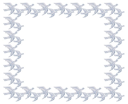 Frame with flying pigeons. Vector clip art.のイラスト素材